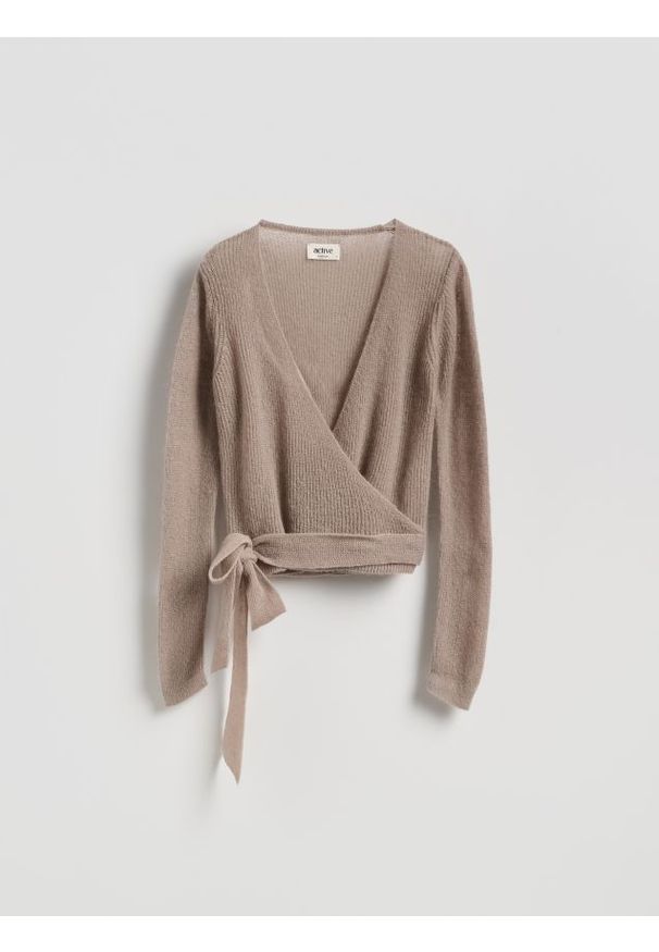 Reserved - Sweter z wełną - beżowy. Kolor: beżowy. Materiał: wełna