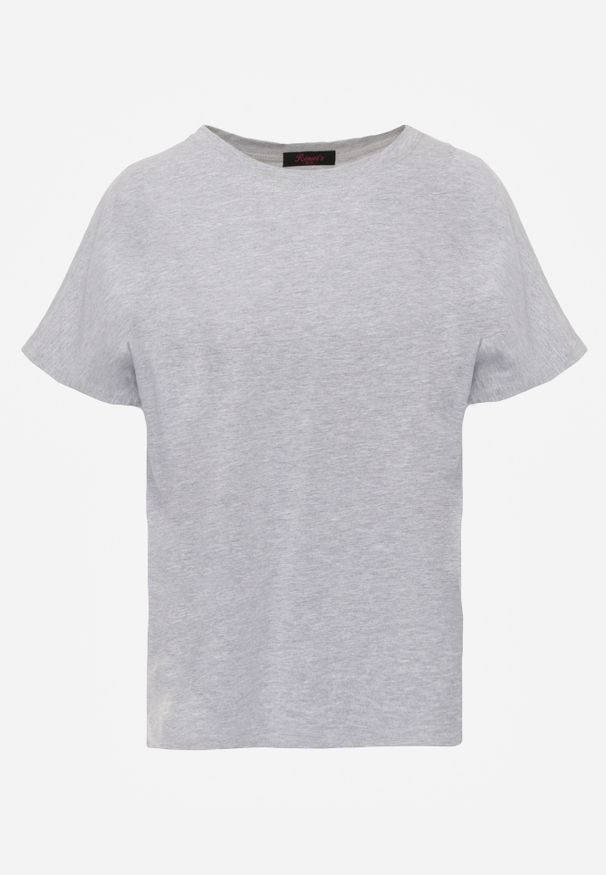 Renee - Szary T-shirt Basic Oversize z Bawełny Elusis. Okazja: na co dzień. Kolor: szary. Materiał: bawełna. Styl: elegancki, casual