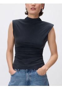 Reserved - Top z modalem - ciemnoszary. Kolor: szary. Materiał: dzianina