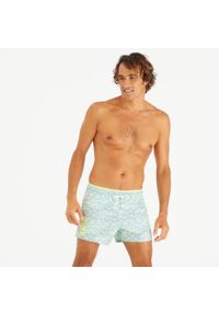 Decathlon - Szorty krótkie pływackie męskie Nabaiji 100 Cray. Kolor: żółty, zielony, wielokolorowy. Materiał: poliester, elastan, materiał. Długość: krótkie. Wzór: nadruk #2