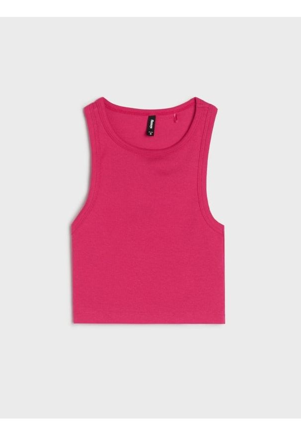 Sinsay - Prążkowany top - różowy. Kolor: różowy. Materiał: prążkowany