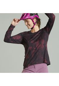 ROCKRIDER - Koszulka rowerowa MTB damska Rockrider Expl 500 długi rękaw. Kolor: wielokolorowy, czarny, czerwony. Materiał: materiał, mikrofibra, poliester. Długość rękawa: długi rękaw. Długość: długie