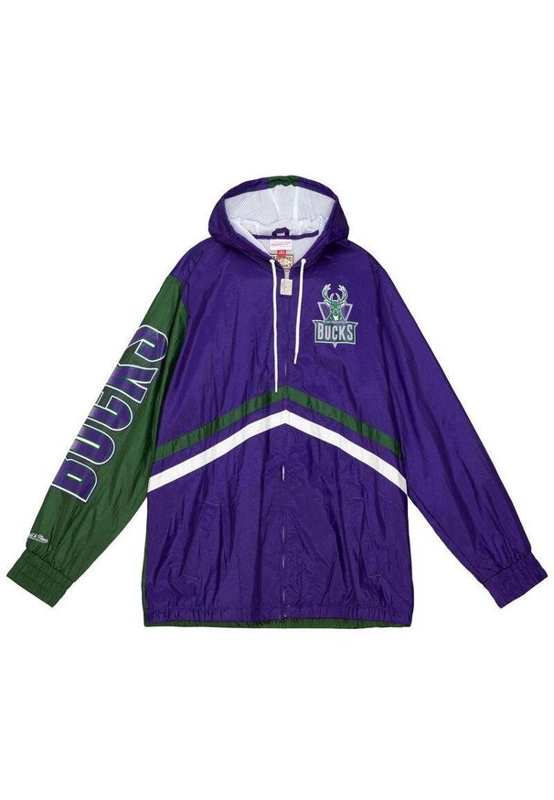 Mitchell & Ness - Kurtka wodoodporna Milwaukee Bucks Undeniable. Kolor: fioletowy