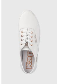 Kappa tenisówki damskie kolor biały. Nosek buta: okrągły. Zapięcie: sznurówki. Kolor: biały. Materiał: guma