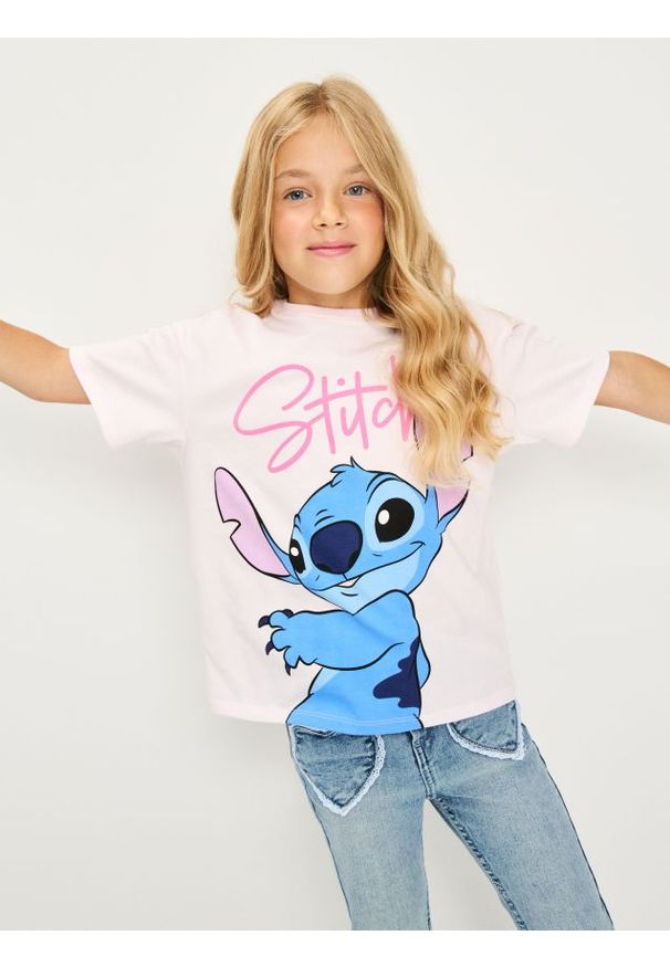Sinsay - Koszulka Stitch - różowy. Kolor: różowy
