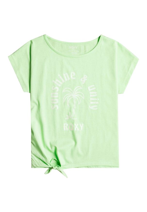 Koszulka turystyczna dla dzieci Roxy Pura Playa. Kolor: zielony. Materiał: bawełna. Długość rękawa: krótki rękaw. Długość: krótkie. Sport: turystyka piesza