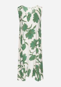 Born2be - Zielona Sukienka z Wiskozy z Wzorem w Kwiaty Bez Rękawów Orrulene. Okazja: na co dzień. Kolor: zielony. Materiał: wiskoza. Długość rękawa: bez rękawów. Wzór: kwiaty. Sezon: wiosna, lato. Styl: casual, klasyczny #6