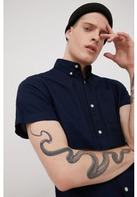 PRODUKT by Jack & Jones - Produkt by Jack & Jones koszula bawełniana męska kolor granatowy regular z kołnierzykiem button-down. Typ kołnierza: button down. Kolor: niebieski. Materiał: bawełna. Długość rękawa: krótki rękaw. Długość: krótkie #3