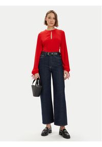 TOMMY HILFIGER - Tommy Hilfiger Bluzka WW0WW41835 Czerwony Regular Fit. Kolor: czerwony. Materiał: wiskoza #5