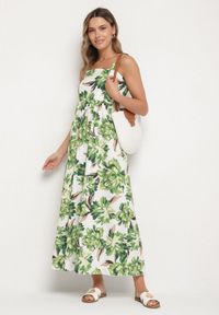 Born2be - Zielona Rozkloszowana Sukienka z Wiskozą w Kwiatowym Wzór Nilarune. Kolor: zielony. Materiał: wiskoza. Długość rękawa: na ramiączkach. Wzór: kwiaty. Sezon: lato. Styl: klasyczny #7