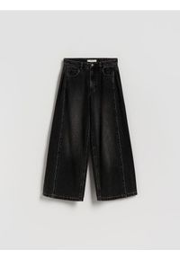 Reserved - Jeansy super wide leg - czarny. Kolor: czarny