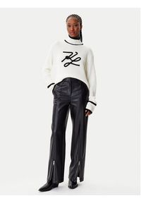 Karl Lagerfeld - KARL LAGERFELD Golf A4W18051 Biały Regular Fit. Typ kołnierza: golf. Kolor: biały. Materiał: wełna, syntetyk #4