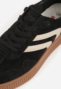 Renee - Czarne Sneakersy Retro Tenisówki z Naturalnego Zamszu ze Skórzaną Wkładką Beralene. Kolor: czarny. Materiał: zamsz, skóra #8