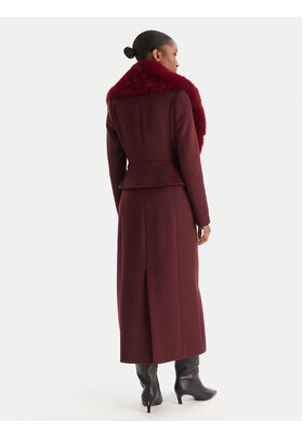 YES LONDON Płaszcz wełniany CD1230ECO Bordowy Regular Fit. Kolor: czerwony. Materiał: syntetyk