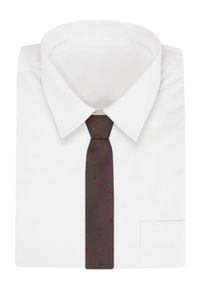Elegancki Krawat Męski Angelo di Monti - Brązowy z Drobnym Wzorem. Kolor: brązowy, wielokolorowy, beżowy. Materiał: tkanina. Styl: elegancki