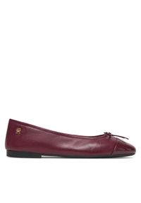 TOMMY HILFIGER - Tommy Hilfiger Baleriny Patent Toe-Cap FW0FW08830 Bordowy. Kolor: czerwony. Materiał: skóra