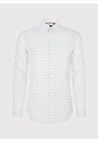 Pako Lorente - PAKO LORENTE – Biała koszula męska w drobny wzór o fasonie Slim Fit. Typ kołnierza: kołnierzyk klasyczny. Kolor: biały. Materiał: bawełna, elastan. Długość rękawa: długi rękaw. Długość: długie. Styl: klasyczny #6