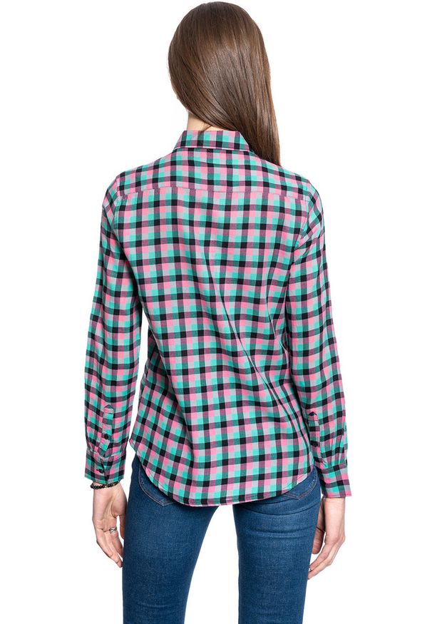 Wrangler - WRANGLER LS WESTERN SHIRT DAMSKA KOSZULA W KRATĘ DŁUGI RĘKAW BLACK W5Z1OR100 112130363. Długość rękawa: długi rękaw. Długość: długie