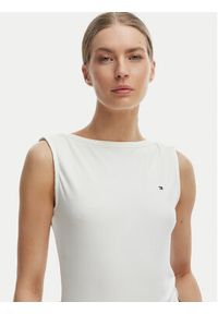TOMMY HILFIGER - Tommy Hilfiger Top WW0WW47807 Écru Slim Fit. Kolor: kremowy. Materiał: wiskoza #5