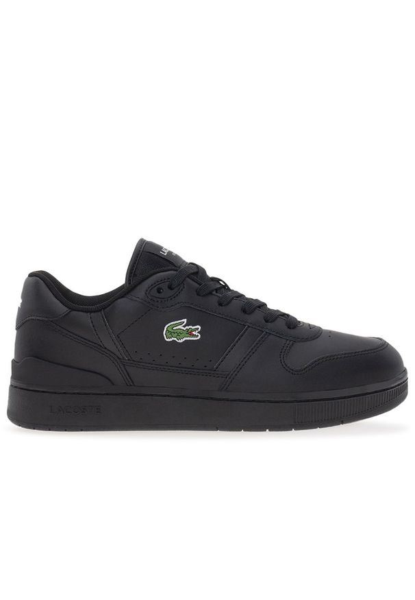 Buty Lacoste T-Clip 224 2 SMA 748SMA0031-02H - czarne. Okazja: na co dzień. Zapięcie: sznurówki. Kolor: czarny. Materiał: skóra, guma. Wzór: aplikacja