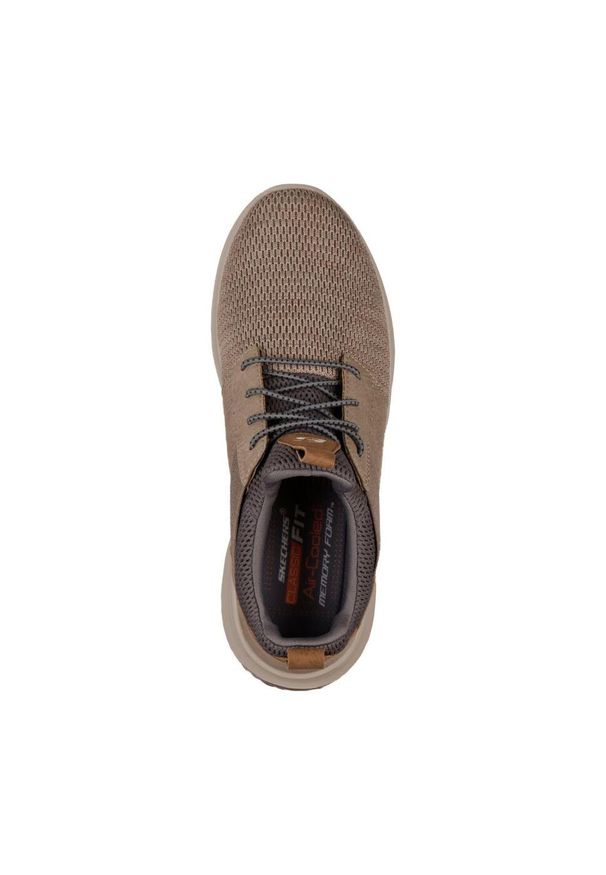 skechers - Męskie DELSON CAMBEN Sneakersy Taupe. Kolor: brązowy. Materiał: poliester, materiał. Szerokość cholewki: normalna