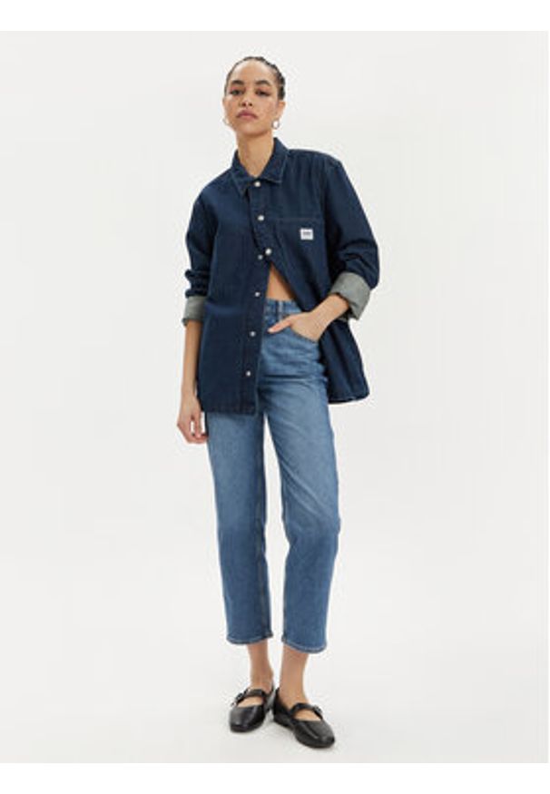 Lee Koszula jeansowa Workwear 112349344 Granatowy Loose Fit. Kolor: niebieski. Materiał: bawełna