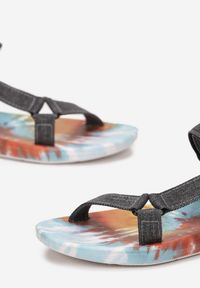 Born2be - Szare Sportowe Sandały z Rzepem na Ozdobnej Podeszwie Katlona. Zapięcie: rzepy. Kolor: szary. Materiał: materiał. Wzór: kolorowy. Styl: sportowy #5