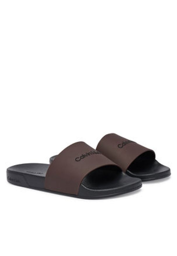 Calvin Klein Klapki Ess Slide Monobrand Cv HM0HM02107 Brązowy. Kolor: brązowy. Materiał: syntetyk