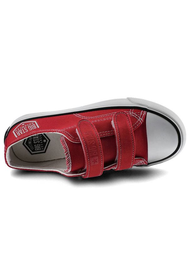 Big-Star - Czerwone Trampki Big Star Dziecięce Buty Na Rzep. Okazja: na co dzień, na uczelnię. Zapięcie: rzepy. Kolor: czerwony. Materiał: guma, materiał. Szerokość cholewki: normalna. Wzór: napisy. Styl: casual