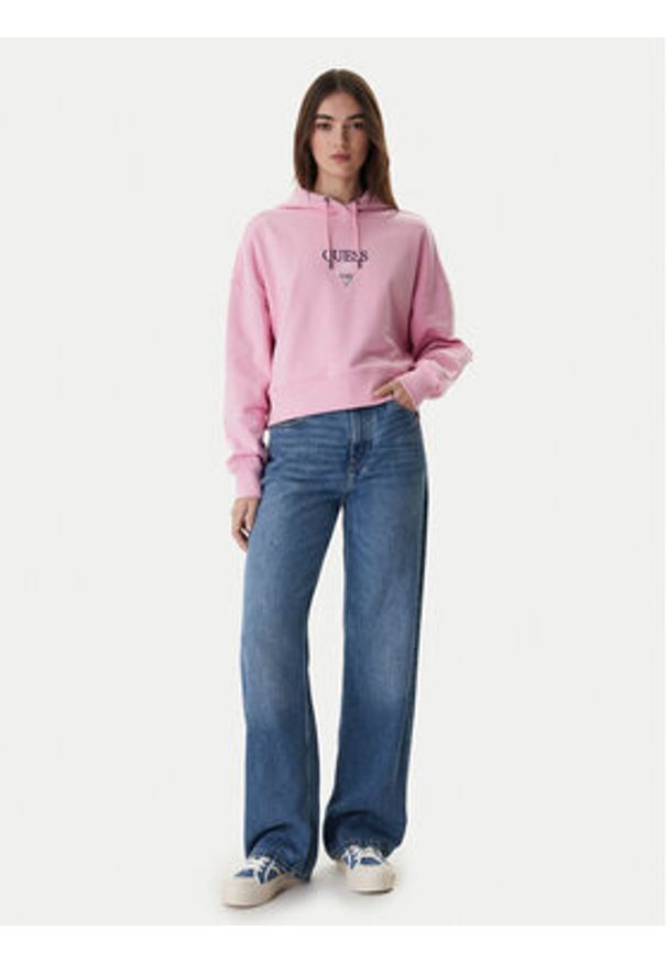 Guess Jeans Bluza W6RQ00 K68I4 Różowy Relaxed Fit. Kolor: różowy. Materiał: bawełna