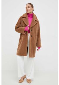 Marella płaszcz z domieszką wełny kolor brązowy przejściowy oversize. Kolor: brązowy. Materiał: wełna. Styl: klasyczny #6