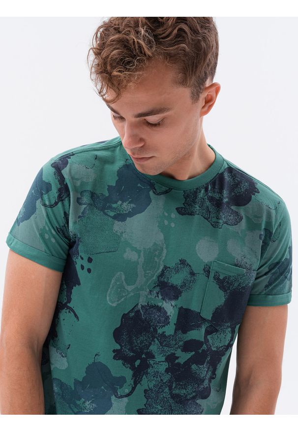 Zielony t-shirt Ombre Clothing z nadrukiem