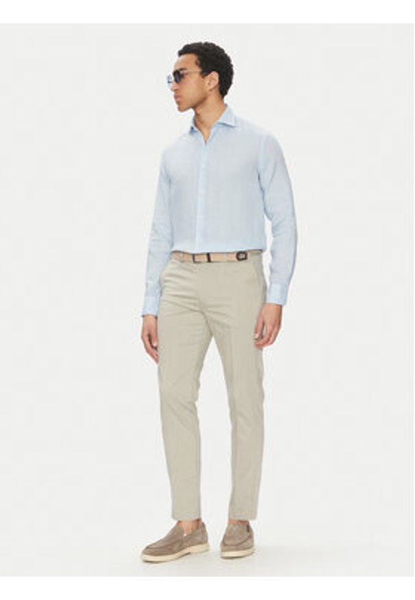 PAUL & SHARK - Paul&Shark Koszula 25413180CF Błękitny Regular Fit. Kolor: niebieski. Materiał: len