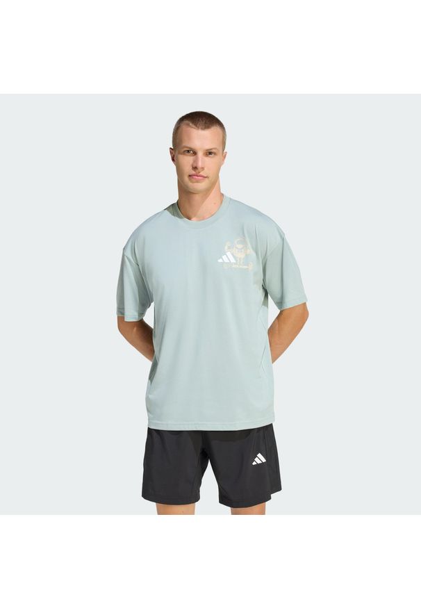 Adidas - Koszulka CLIMACOOL FUN TRAINING Graphic. Kolor: zielony. Technologia: ClimaCool (Adidas). Sport: fitness