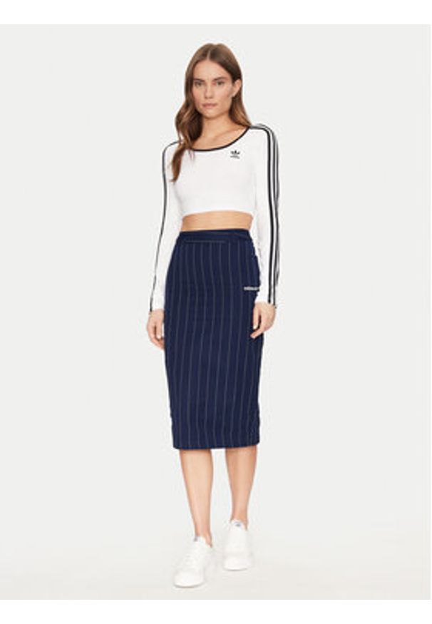 Adidas - adidas Spódnica ołówkowa Pinstripe JD2576 Granatowy Slim Fit. Kolor: niebieski. Materiał: bawełna