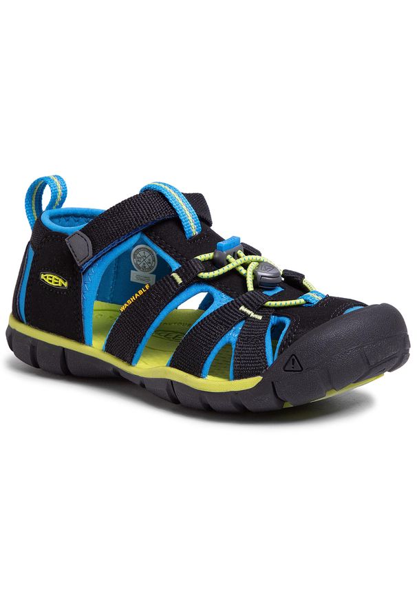 keen - Sandały Keen Seacamp II Cnx 1022984 Black/Brilliant Blue. Kolor: czarny. Materiał: skóra