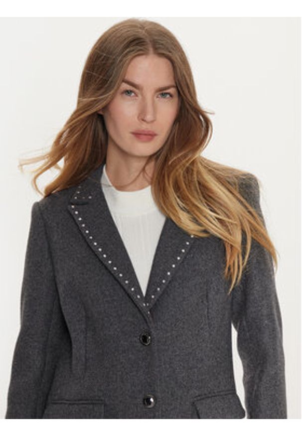 Morgan Płaszcz wełniany 242-GLAM Szary Regular Fit. Kolor: szary. Materiał: syntetyk, wełna