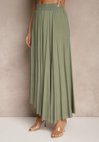 Renee - Zielona Spódnica o Rozkloszowanym Kroju z Wiskozy Lunafina. Okazja: na co dzień. Kolor: zielony. Materiał: wiskoza. Styl: sportowy, klasyczny, casual #4