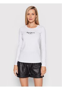 Pepe Jeans Bluzka New Virginia PL505203 Biały Slim Fit. Kolor: biały. Materiał: bawełna