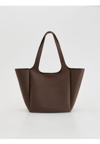 Reserved - Torebka shopper - ciemnobrązowy. Kolor: brązowy. Materiał: skórzane