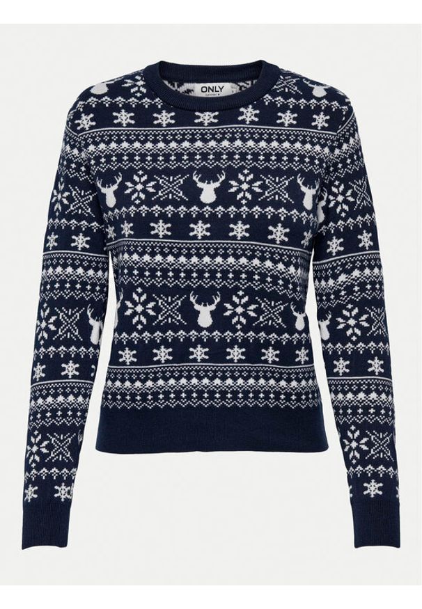 only - ONLY Sweter Xmas Winter 15327601 Granatowy Regular Fit. Kolor: niebieski. Materiał: syntetyk