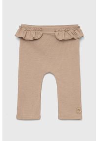 Jamiks legginsy niemowlęce kolor beżowy gładkie. Kolor: beżowy. Materiał: dzianina. Wzór: gładki #1