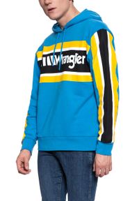 Wrangler - BLUZA WRANGLER B&Y HOODIE MEDITERRANEAN BLUE W6610HABR. Typ kołnierza: kaptur. Kolor: niebieski. Wzór: kolorowy #5