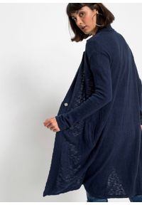 Długi sweter rozpinany bonprix ciemnoniebieski. Kolor: niebieski. Długość: długie #2