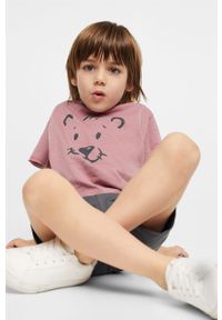 Mango Kids t-shirt bawełniany dziecięcy Panter kolor bordowy z nadrukiem. Okazja: na co dzień. Kolor: czerwony. Materiał: bawełna. Wzór: nadruk, motyw zwierzęcy. Styl: casual