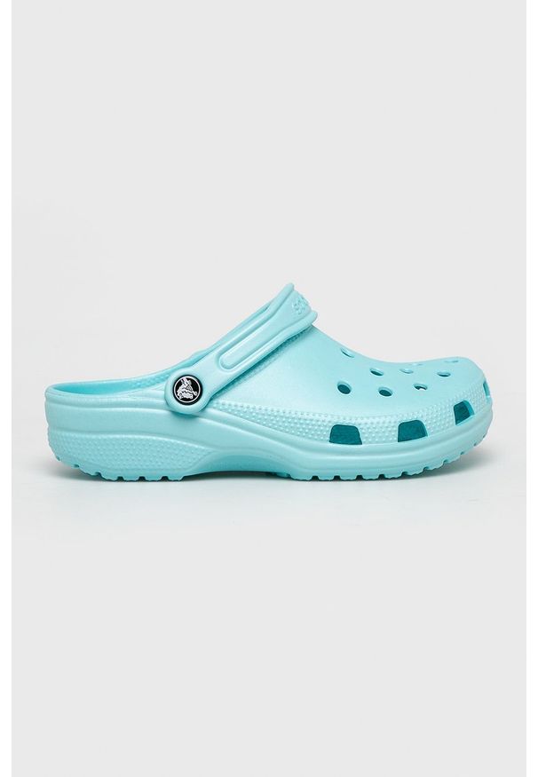 Crocs - Klapki. Kolor: niebieski. Materiał: materiał. Wzór: gładki