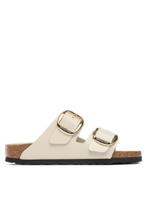 Birkenstock Klapki Arizona Big Buckle 1026128 Beżowy. Kolor: beżowy. Materiał: lakier, skóra