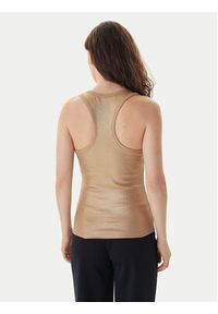 Karl Lagerfeld - KARL LAGERFELD Top B1W17087 Złoty Slim Fit. Typ kołnierza: dekolt w karo. Kolor: złoty. Materiał: bawełna #3