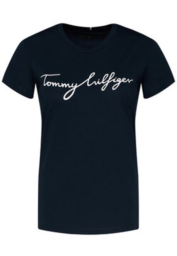 TOMMY HILFIGER - Tommy Hilfiger T-Shirt Heritage Graphic Tee WW0WW24967 Granatowy Regular Fit. Kolor: niebieski. Materiał: bawełna