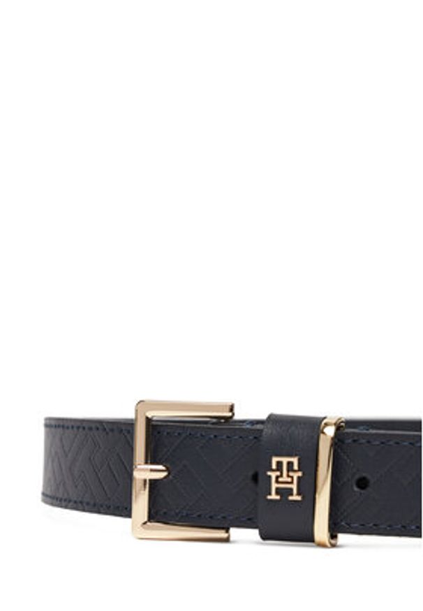 TOMMY HILFIGER - Tommy Hilfiger Pasek Damski Th Square 2.5 Mono Go AW0AW17974 Granatowy. Kolor: niebieski. Materiał: skóra